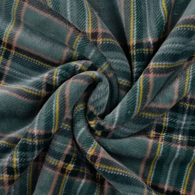 Tessuto Douillette stampato tartan verde