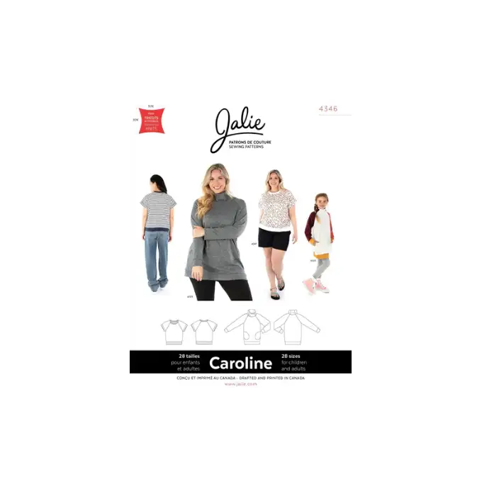 Maglia e tunica raglan Jalie 4346 Caroline per bambini e adulti