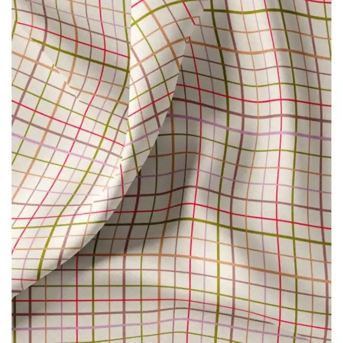 Tessuto cretonne stampato a quadri multicolore