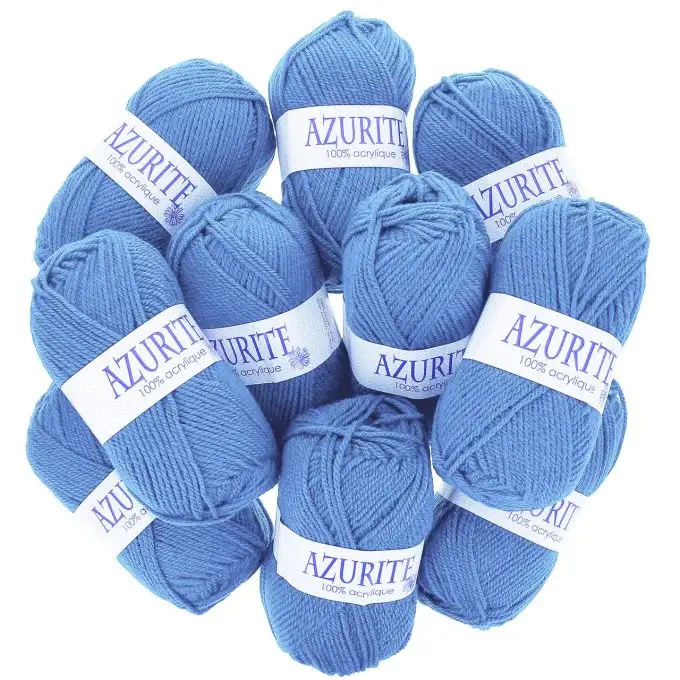 Set di 10 gomitoli di filato Azurite 50g 100% acrilico - Col. 0151 Blu cielo