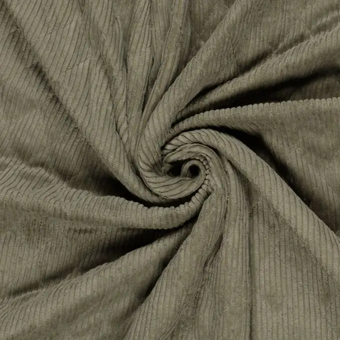 Tessuto trapuntato in velluto a coste a rombi verdi