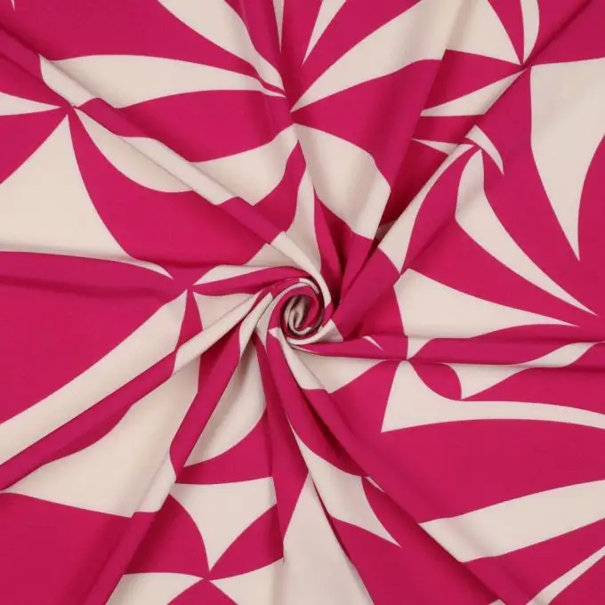 Tessuto stretch poliestere motivo geometrico XXL rosa fucsia - Poppy Fabrics