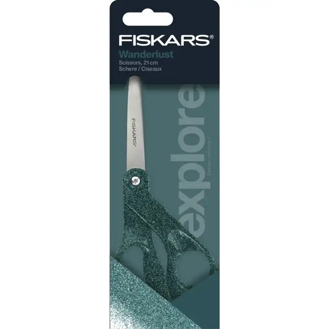 Forbici designer collezione Explore verde glitterato 21 cm - Fiskars