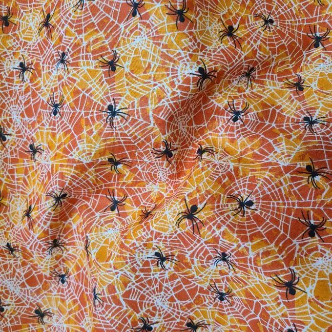toile cotone 52 fili halloween ragni a volontà arancione