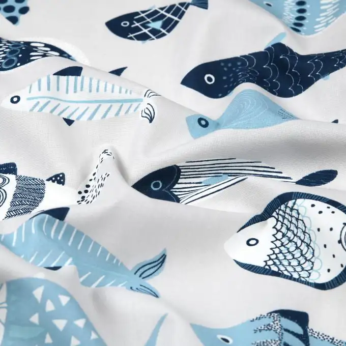 Tessuto rivestito pesce blu naturale