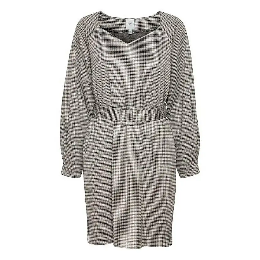 Abito donna a maniche lunghe di media lunghezza con cintura Ichi Ihkate - Cameleon