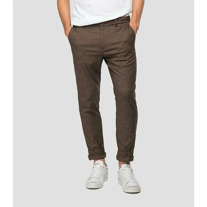 Pantaloni chino slim fit eleganti Replay tartan