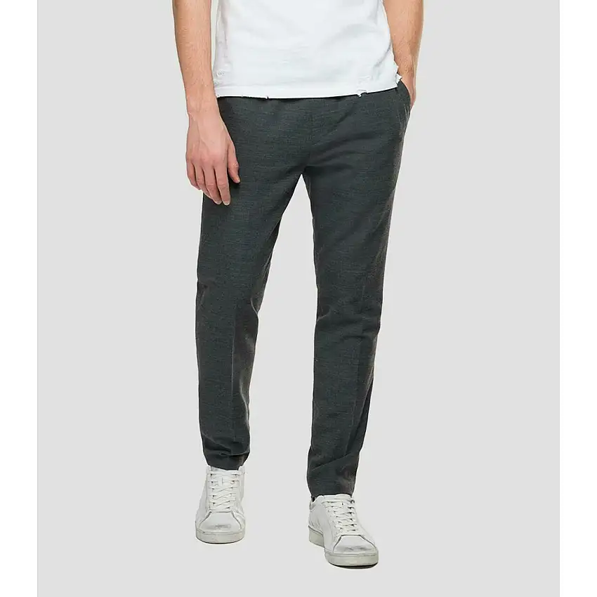 Pantaloni jogger slim fit in lana e viscosa Replay