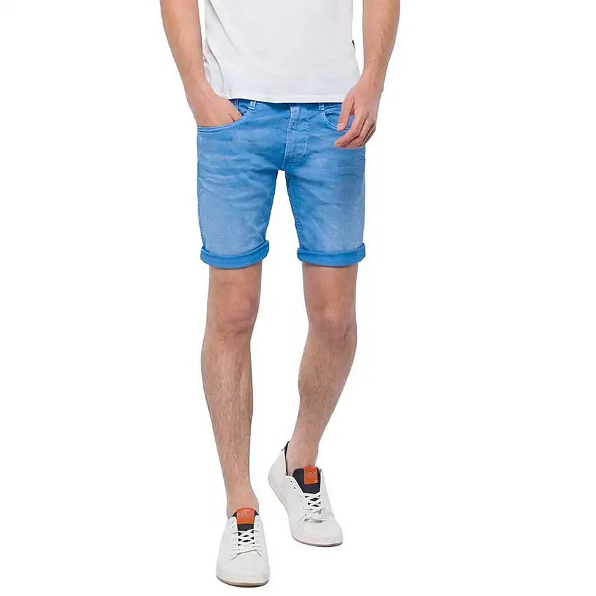 Pantaloncini in denim stretch Replay 9.5 oz bull