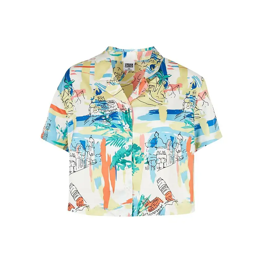 Camicia da donna a maniche corte Urban Classics AOP Satin Resort GT