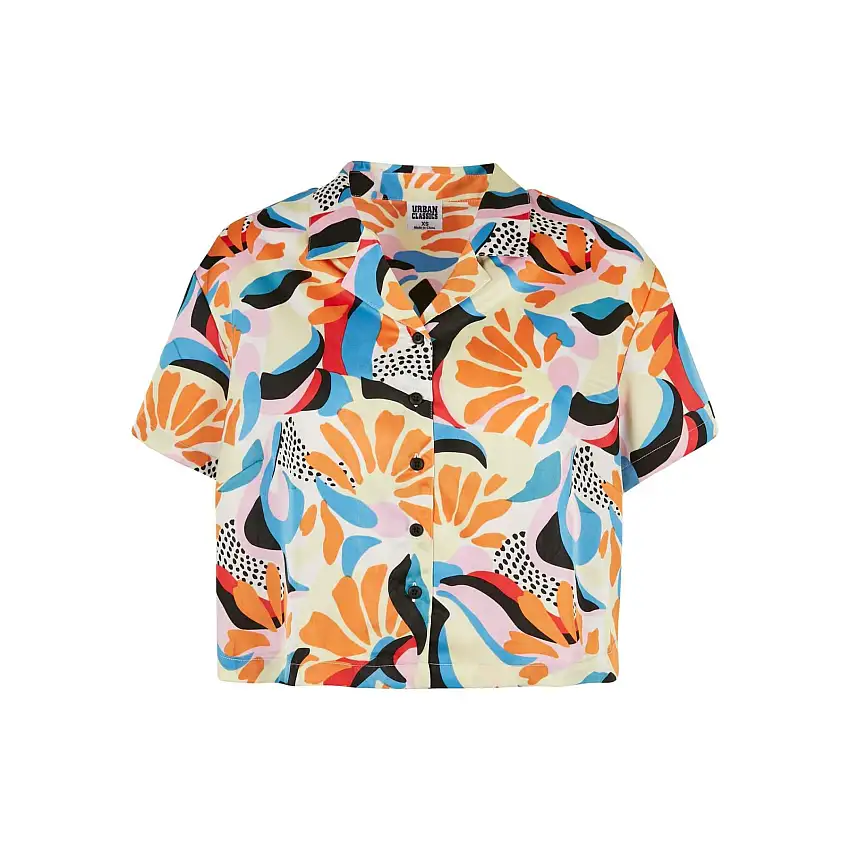 Camicia da donna a maniche corte Urban Classics AOP Satin Resort