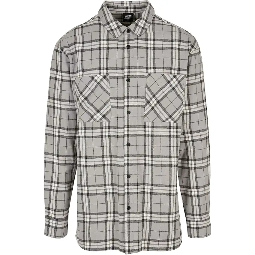 Camicia Urban Classics Long Oversized Grey Check